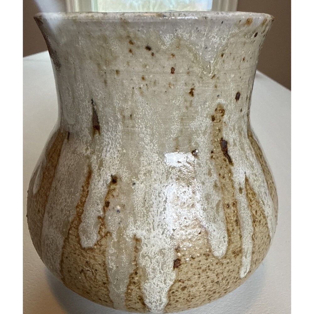 Handmade Studio Pottery Vase Signed Debi Rustic Speckled Glaze Stoneware 4.75"